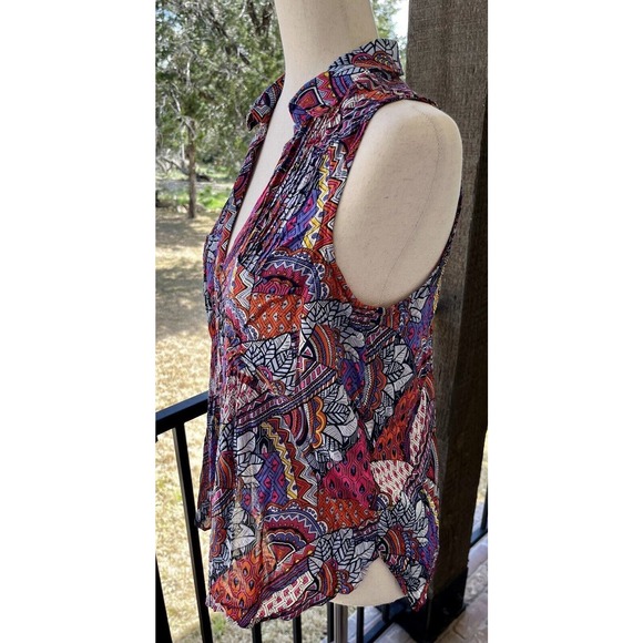 Maeve by Anthropologie Women’s Size Medium Whimsical Pintuck Button Sleeveless - Picture 10 of 14